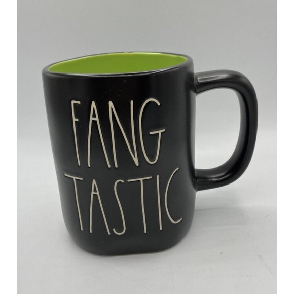 Rae Dunn Other - New Rae Dunn Halloween "FANG TASTIC" BLACK & GREEN LARGE LETTER Coffee Mug